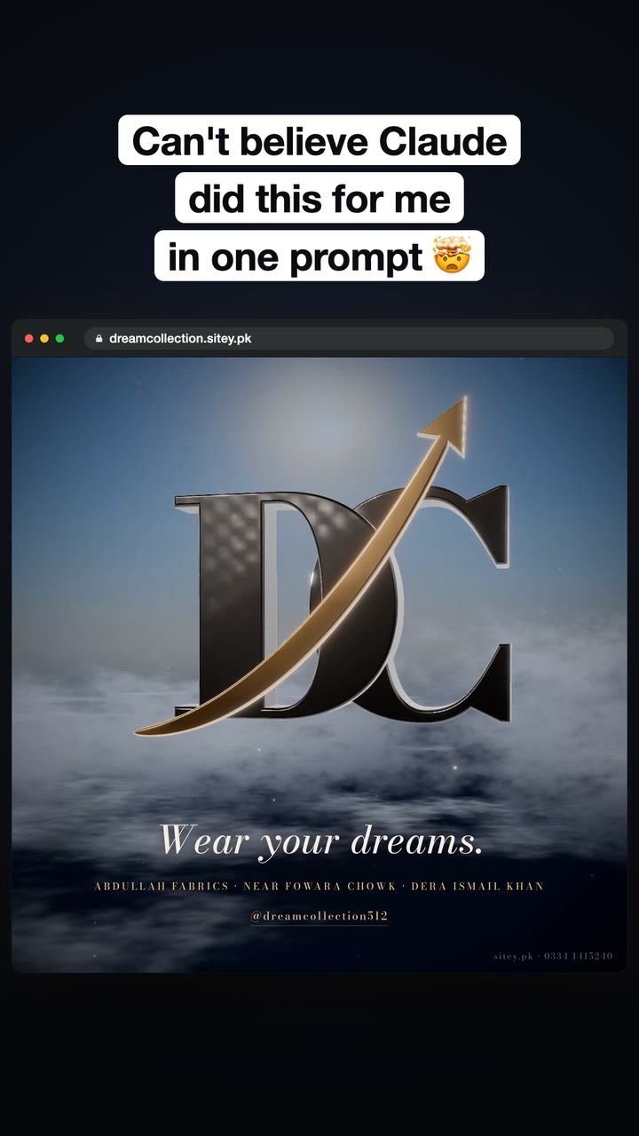 A 3D landing page for Dream Collection, D.I. Khan
