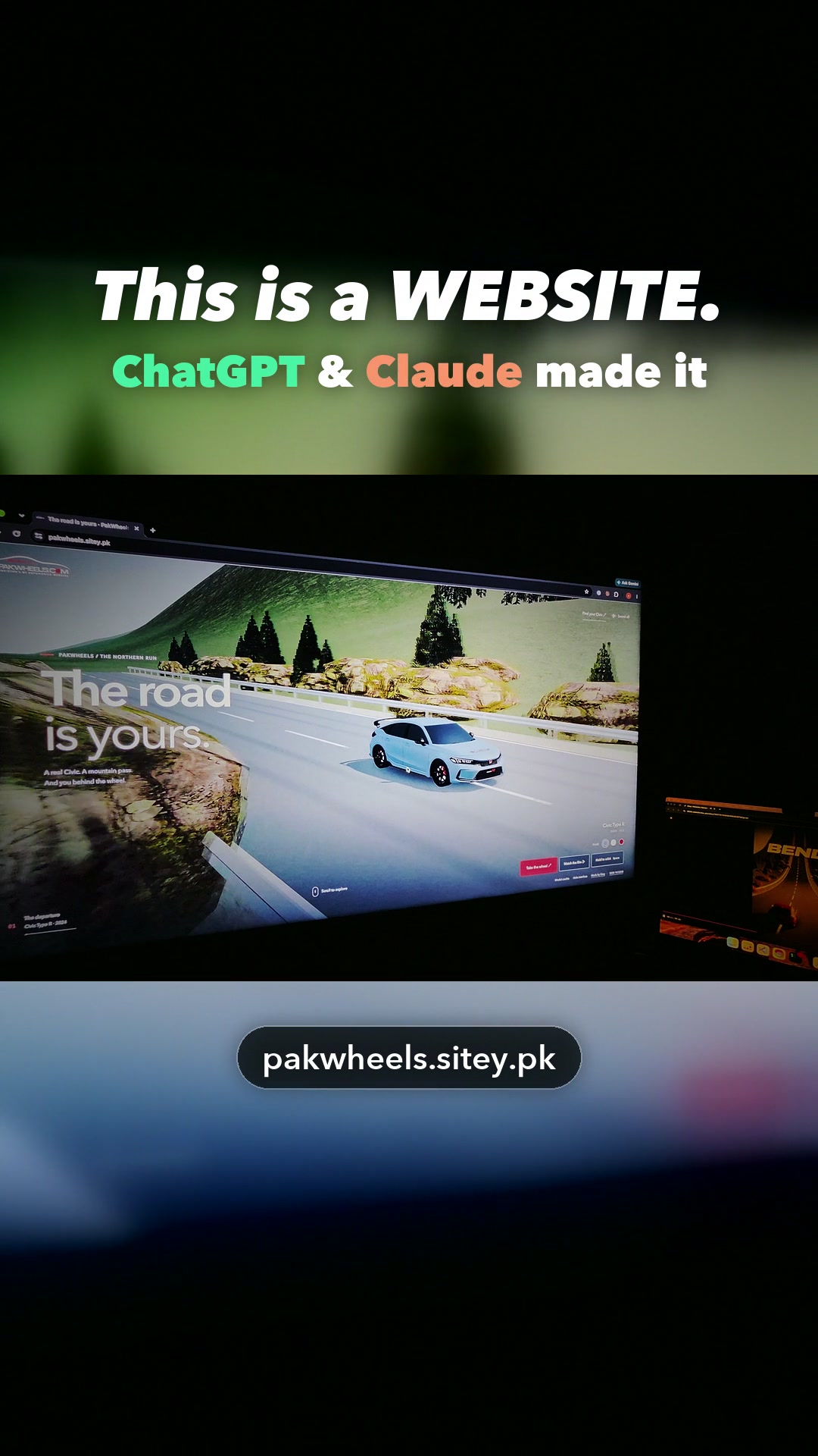 The Civic Type R 3D website on a laptop and a big TV