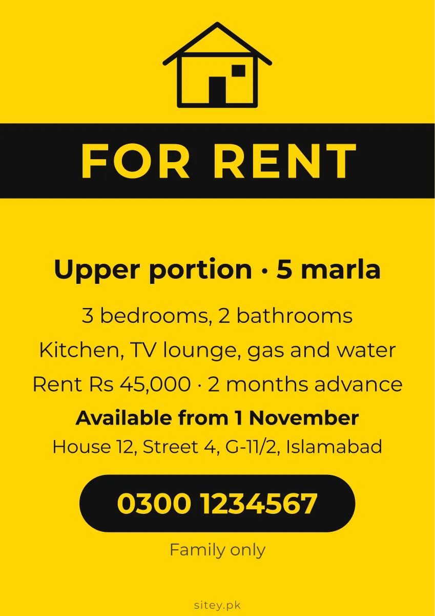 For rent and to let poster, For rent design