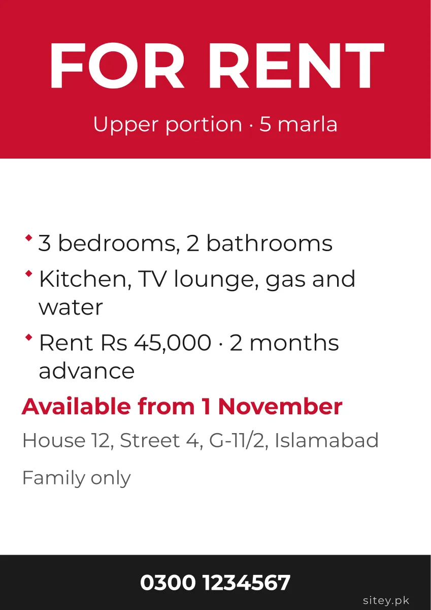 For rent and to let poster, Notice design