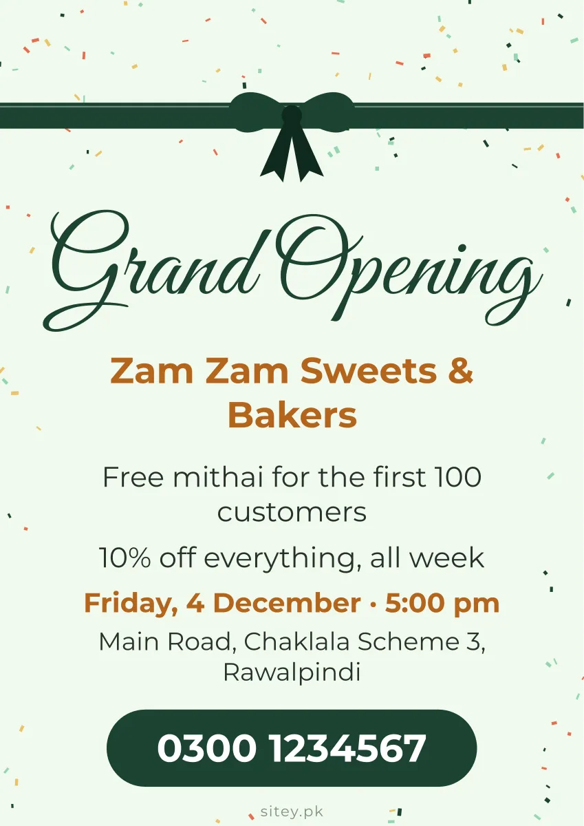 Grand opening poster, Grand opening design
