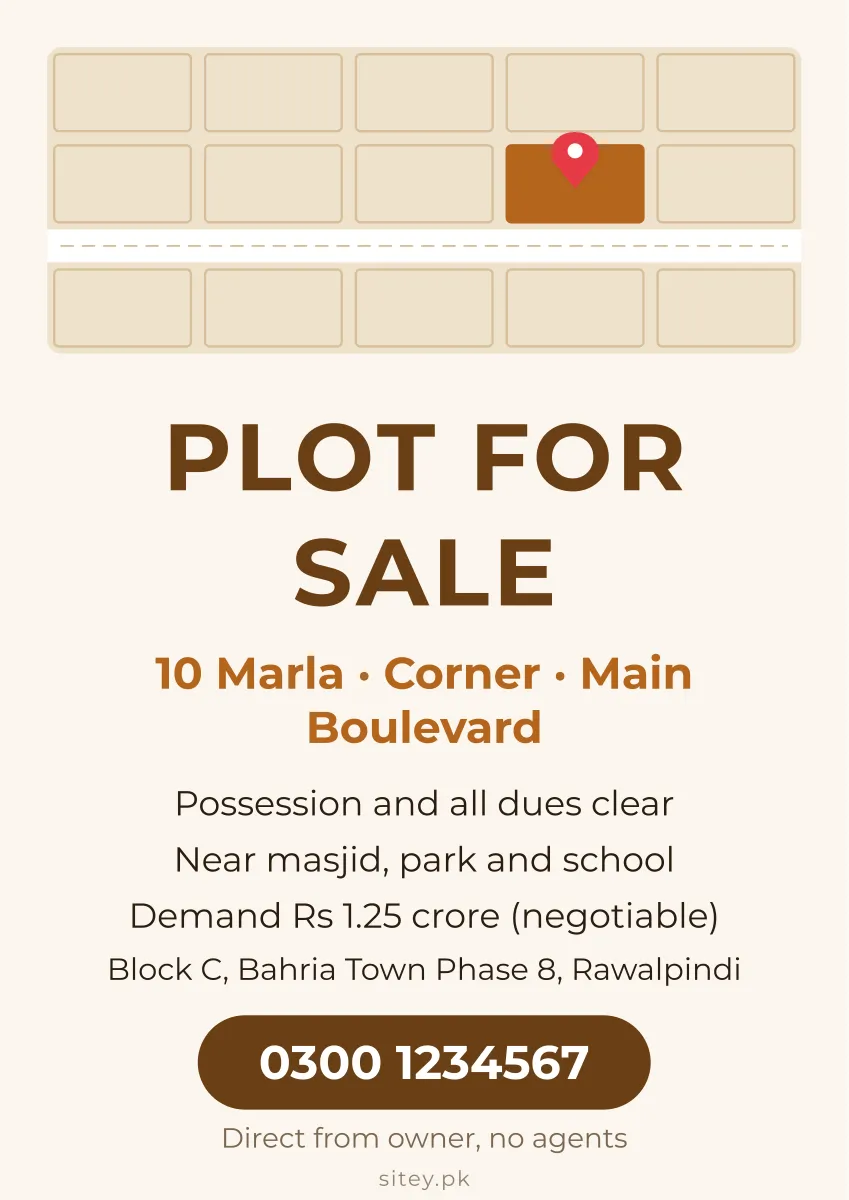 Plot for sale poster, Plot for sale design