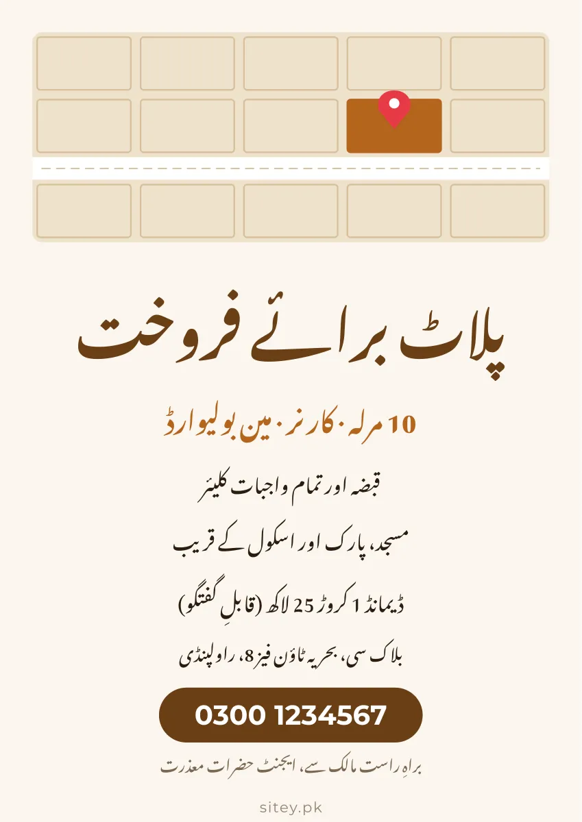 پلاٹ برائے فروخت پوسٹر، پلاٹ برائے فروخت ڈیزائن