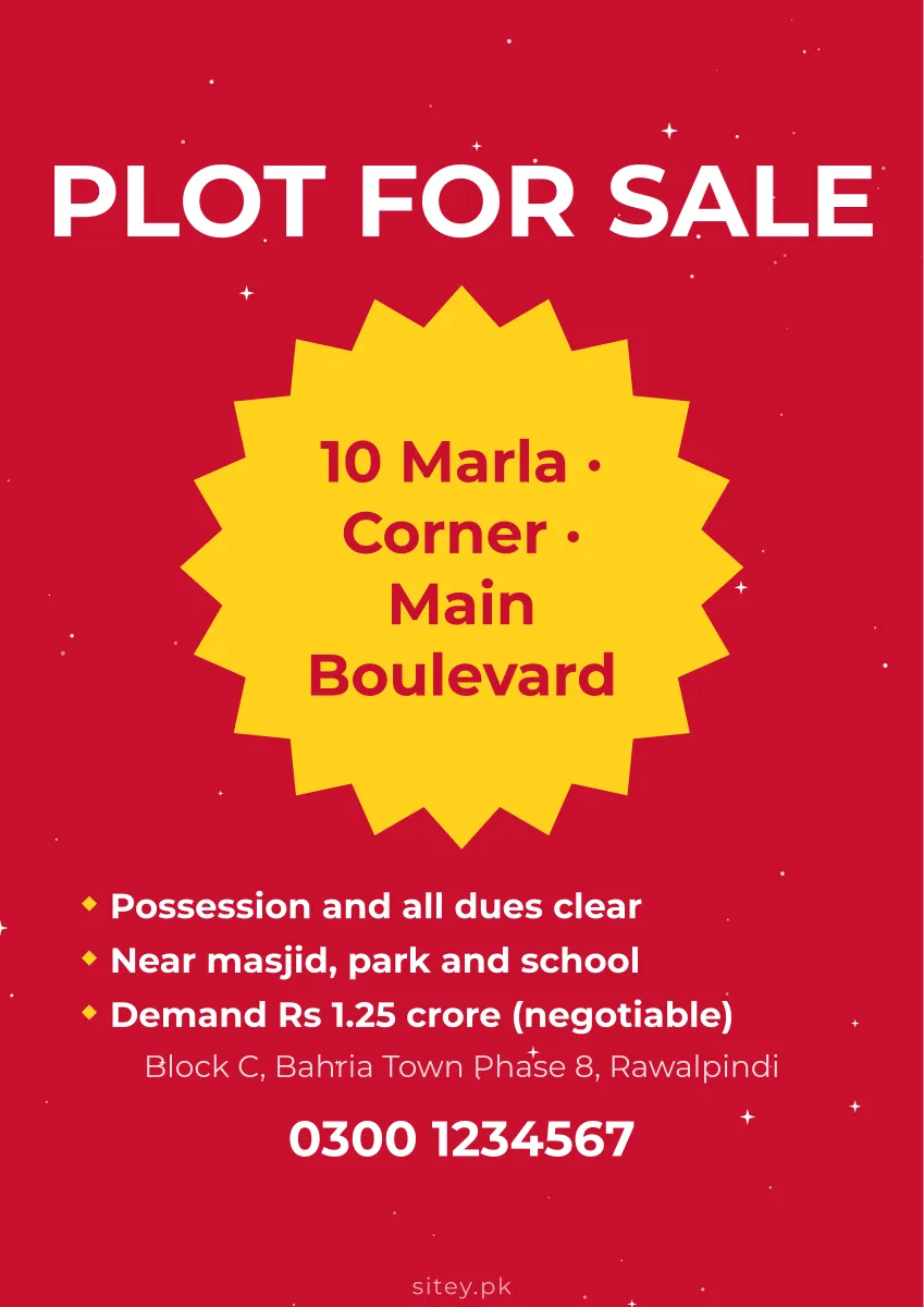 Plot for sale poster, Sale & offer design