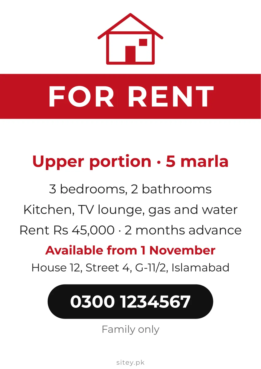 For rent poster design