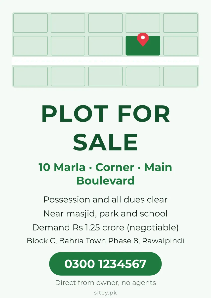 Plot for sale poster design