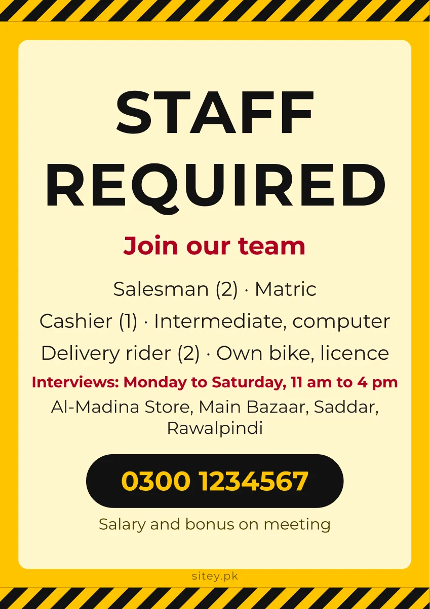 Staff required poster design