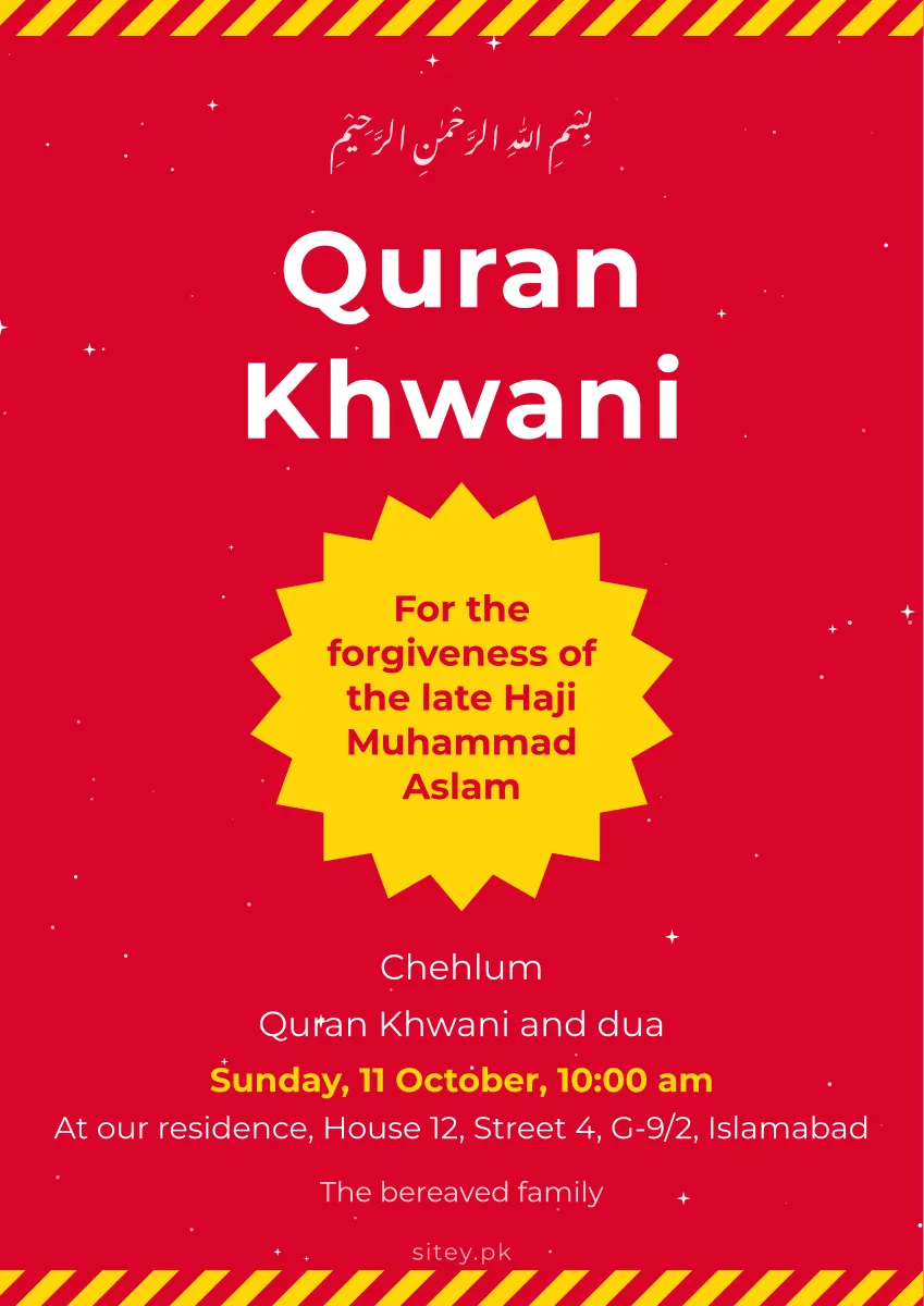 Quran Khwani and chehlum card, Grand sale design