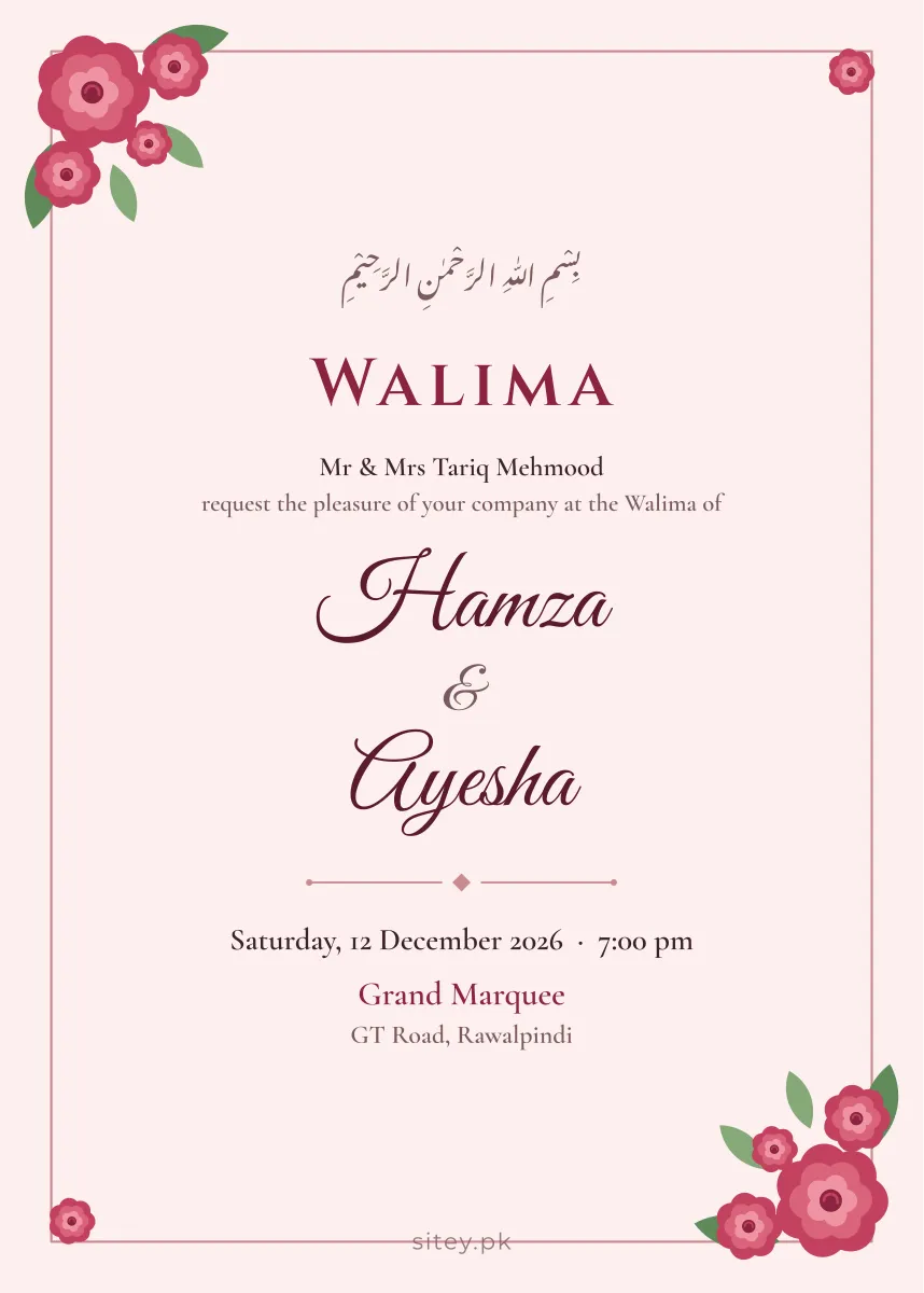 Rose garden shadi card design